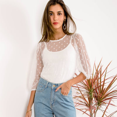 Blusa Zara & Top Alba perla Blusa Zara & Top Alba perla
