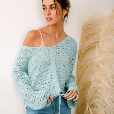 Sweater calado verde agua Sweater calado verde agua