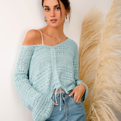 Sweater calado verde agua Sweater calado verde agua