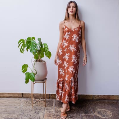 Vestido Sofi flores ocre Vestido Sofi flores ocre