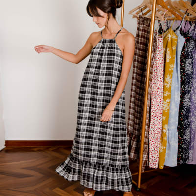 Vestido Alondra cuadros negro Vestido Alondra cuadros negro