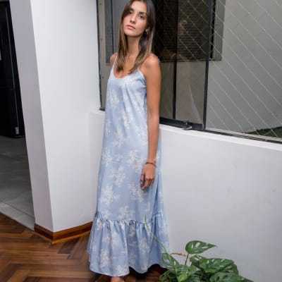 Vestido Sofi flores celeste Vestido Sofi flores celeste