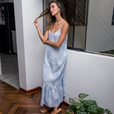 Vestido Sofi flores celeste Vestido Sofi flores celeste