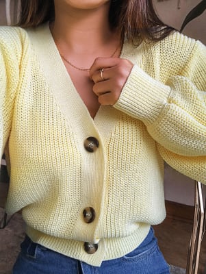 Cardigan Burbuja amarillo Cardigan Burbuja amarillo