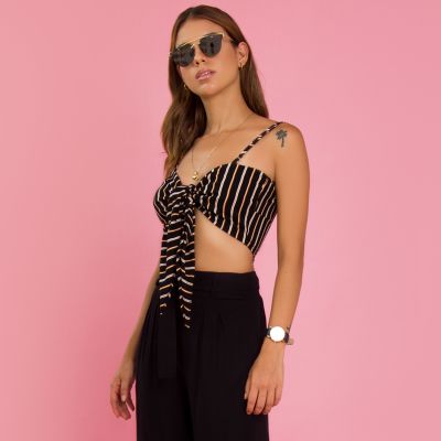 Top Briana negro rys mostaza Top Briana negro rys mostaza