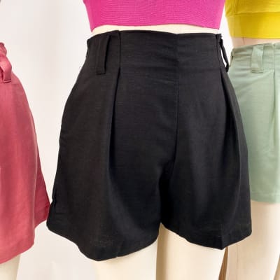 Short Milan lino negro Short Milan lino negro