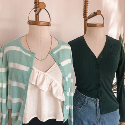 Cardigan Rib verde Cardigan Rib verde