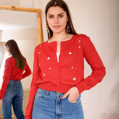 Cardigan Bordado rojo Cardigan Bordado rojo