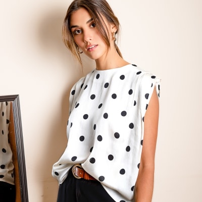 Blusa Violeta polka crema Blusa Violeta polka crema