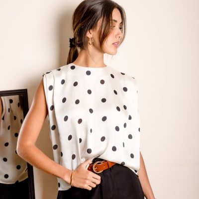 Blusa Violeta polka crema Blusa Violeta polka crema