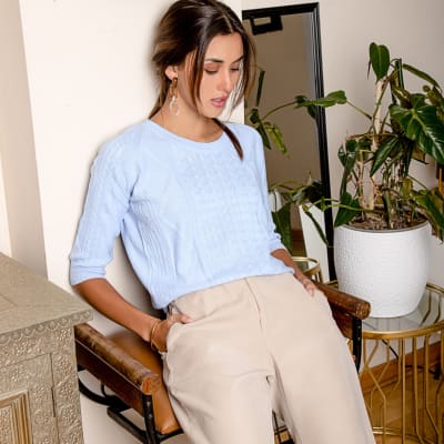 Polo tejido Olivia celeste Polo tejido Olivia celeste
