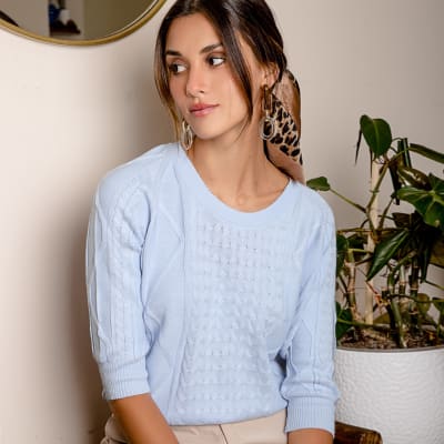 Polo tejido Olivia celeste Polo tejido Olivia celeste