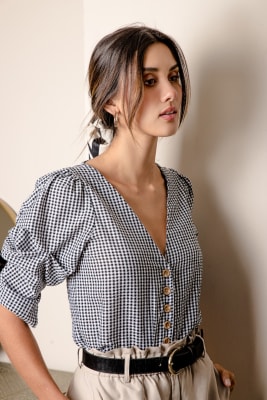 Blusa Giulia cuadros negro Blusa Giulia cuadros negro