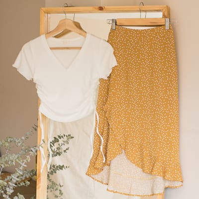 Falda Allie polka dots mostaza Falda Allie polka dots mostaza