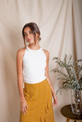 Falda Allie polka dots mostaza Falda Allie polka dots mostaza