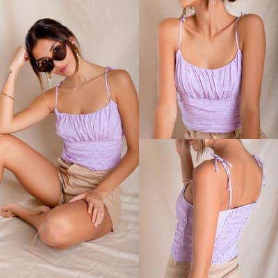 Blusa Leia flores lila Blusa Leia flores lila