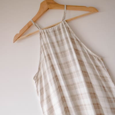 Vestido Alondra cuadros beige Vestido Alondra cuadros beige