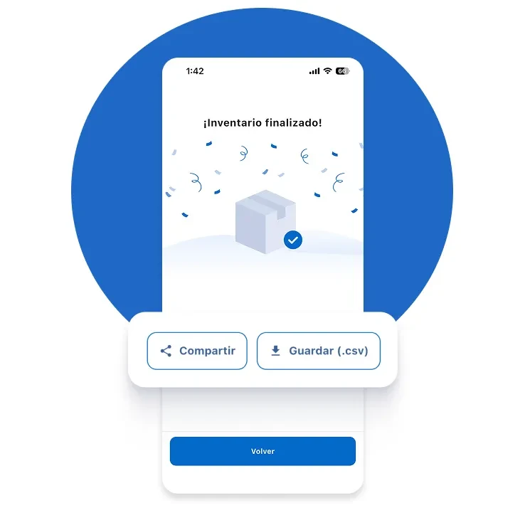 Guarda o comparte tu toma de inventario