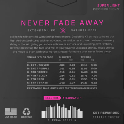 D'ADDARIO XT SUPER LIGHT XTE0942 D'ADDARIO XT SUPER LIGHT XTE0942