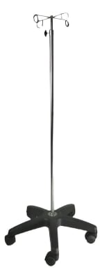 PORTA SUERO 4 GANCHOS RODABLE ACERO INOX.1