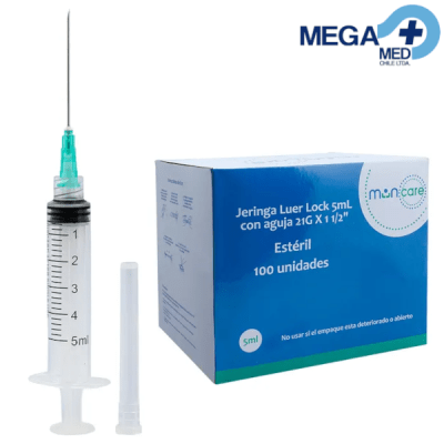 JERINGA 5 CC L/LOCK 21G X 1 1/2 - MUNCARE1