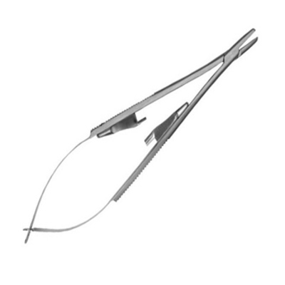 PORTA AGUJA CASTROVIEJO 14 CM CURVA PUNTA TUNGSTENO1