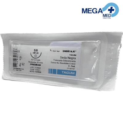 SUTURA - SEDA NEGRA TRENZADA SILIC. 5/0 HR20 75CM NO ABSORB.1