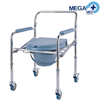 SILLA BAÑO PLEGABLE CON RUEDAS CROMADA1