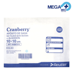 APOSITO GASA NO TEJIDA NO ADHERENTE ESTERIL 10 X 10 CM - CRANBERRY (DM)