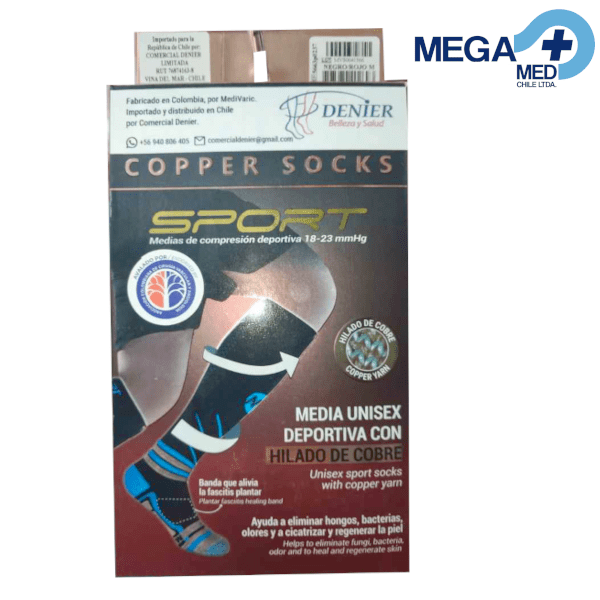 MEDIA DEPORTIVA UNISEX CON HILO DE COBRE 18-23 MMHG DENIER2