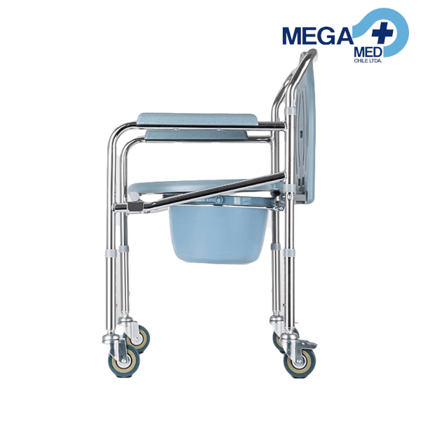 SILLA BAÑO PLEGABLE CON RUEDAS CROMADA2