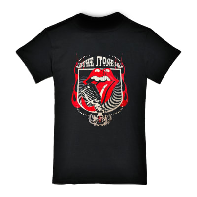 POLERA THE ROLLING STONES/ NEGRA HOMBRE (LENGUA Y MICROFONO)
