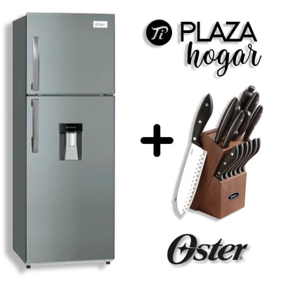 PACK REFRIGERADOR OSTER NO FROST 249 LT C/DISP 2900HVD + (REGALO) SET OSTER CUCHILLOS 14 PCS