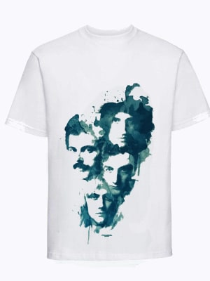 POLERA QUEEN/ BLANCA HOMBRE (ROSTRO GRUPO QUEEN)