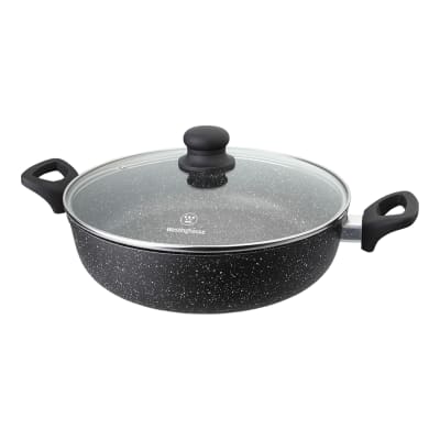 CACEROLA WH/ BAJA CON TAPA MARMOL NEGRO 28CM