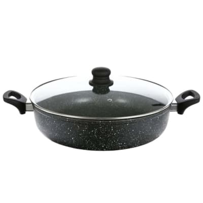 CACEROLA WH/ BAJA CON TAPA MARMOL NEGRO 32CM