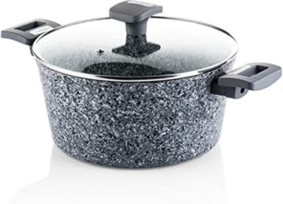 OLLA WH/ CON TAPA MARMOL GRIS 24CM