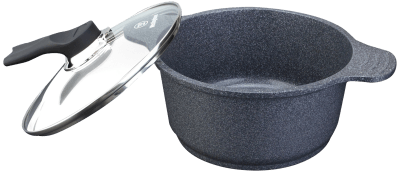 CACEROLA WH/ CON TAPA VIDRIO CERAMIC MARMOL GRIS 28CM