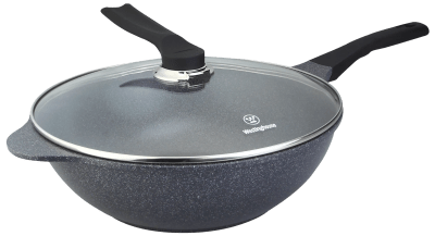WOK WH/ CON TAPA DE VIDRIO CERAMIC GRIS 32CM