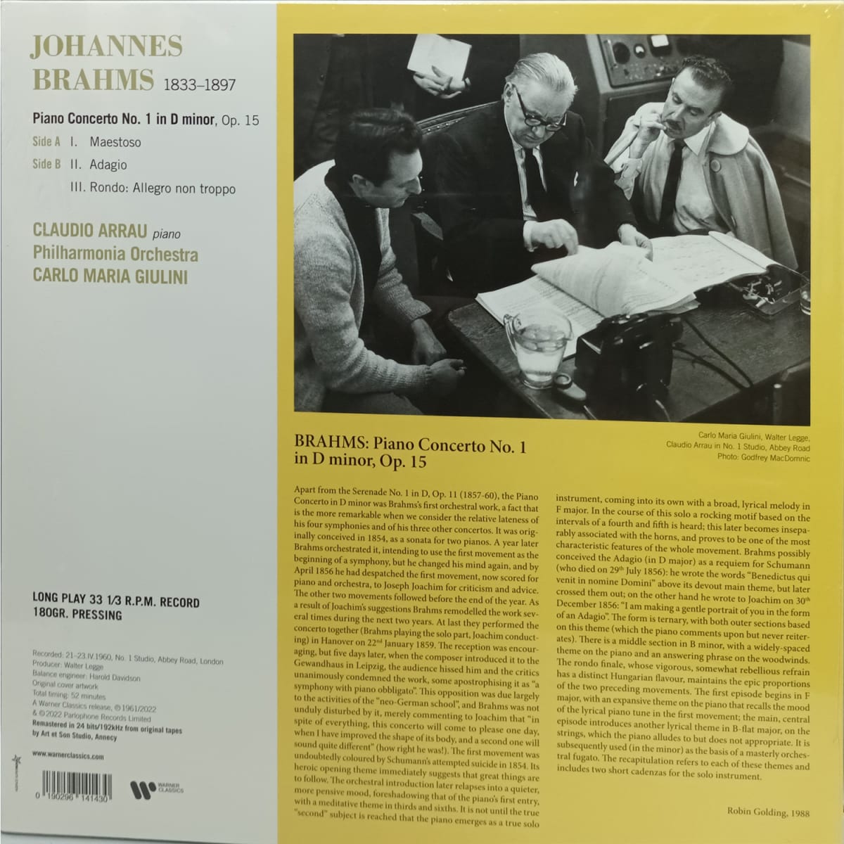 VINILO CLAUDIO ARRAU/ BRAHMS: PIANO 1LP2