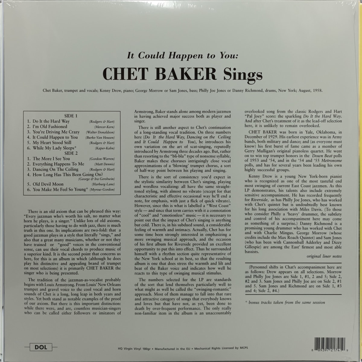 VINILO CHET BAKER/ IT COULD HAPPEN TO YOU 1LP2