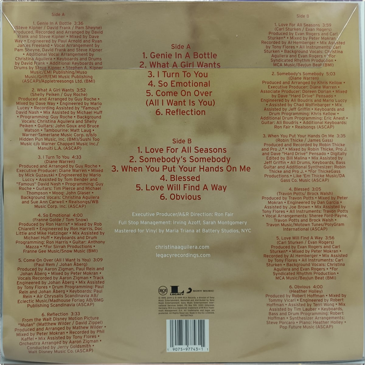 VINILO CHRISTINA AGUILERA/ CHRISTINA AGUILERA 1LP2