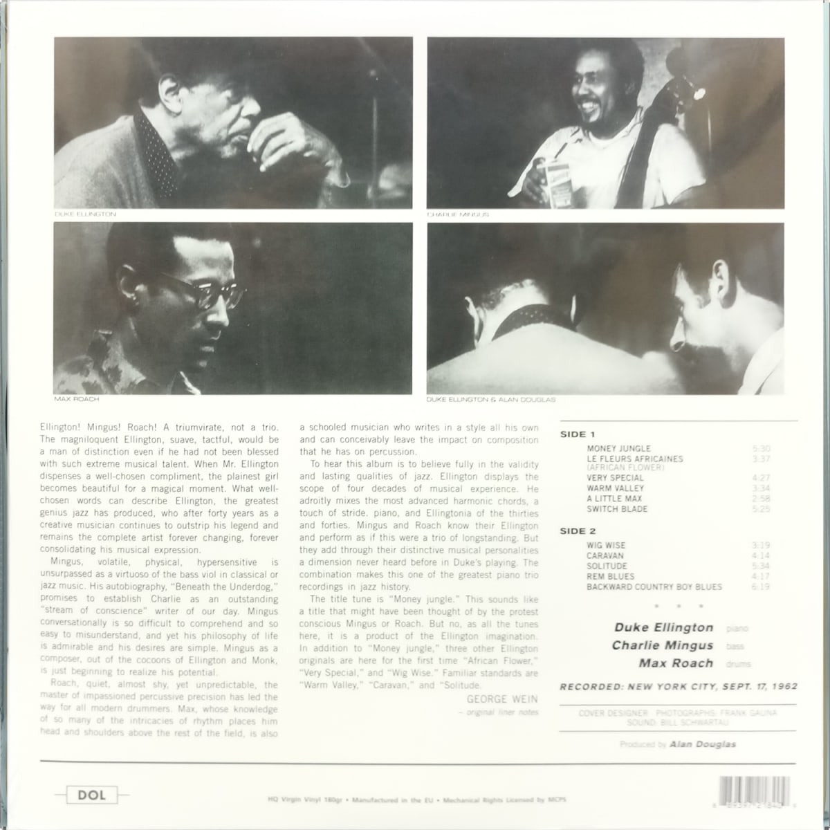 VINILO DUKE ELLINGTON & CHARLES MINGUS & MAX ROACH/ MONEY JUNGLE 1LP2