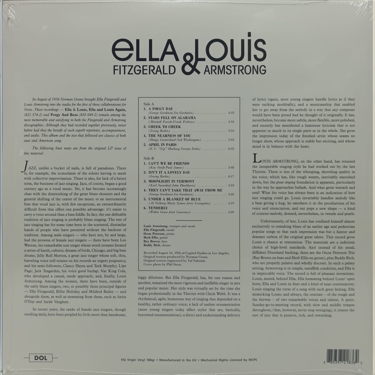 VINILO ELLA FITZGERALD & LOUIS ARMSTRONG/ ELLA & LOUIS (MONO) 1LP2