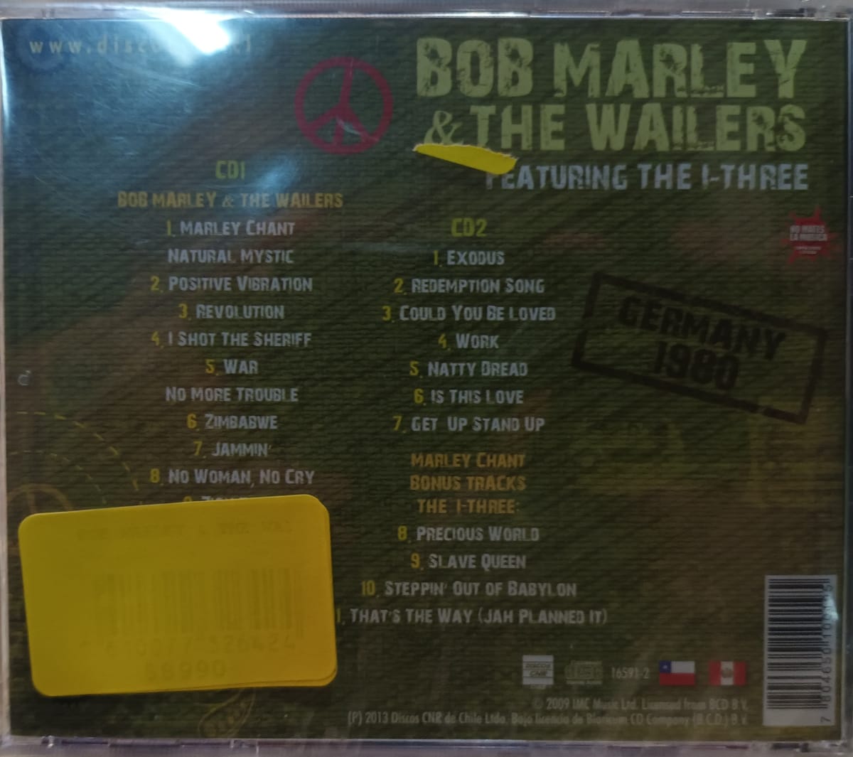 CD BOB MARLEY & THE WAILERS/ FEATURING THE I-THREE - GERMANY 1980 1CD2