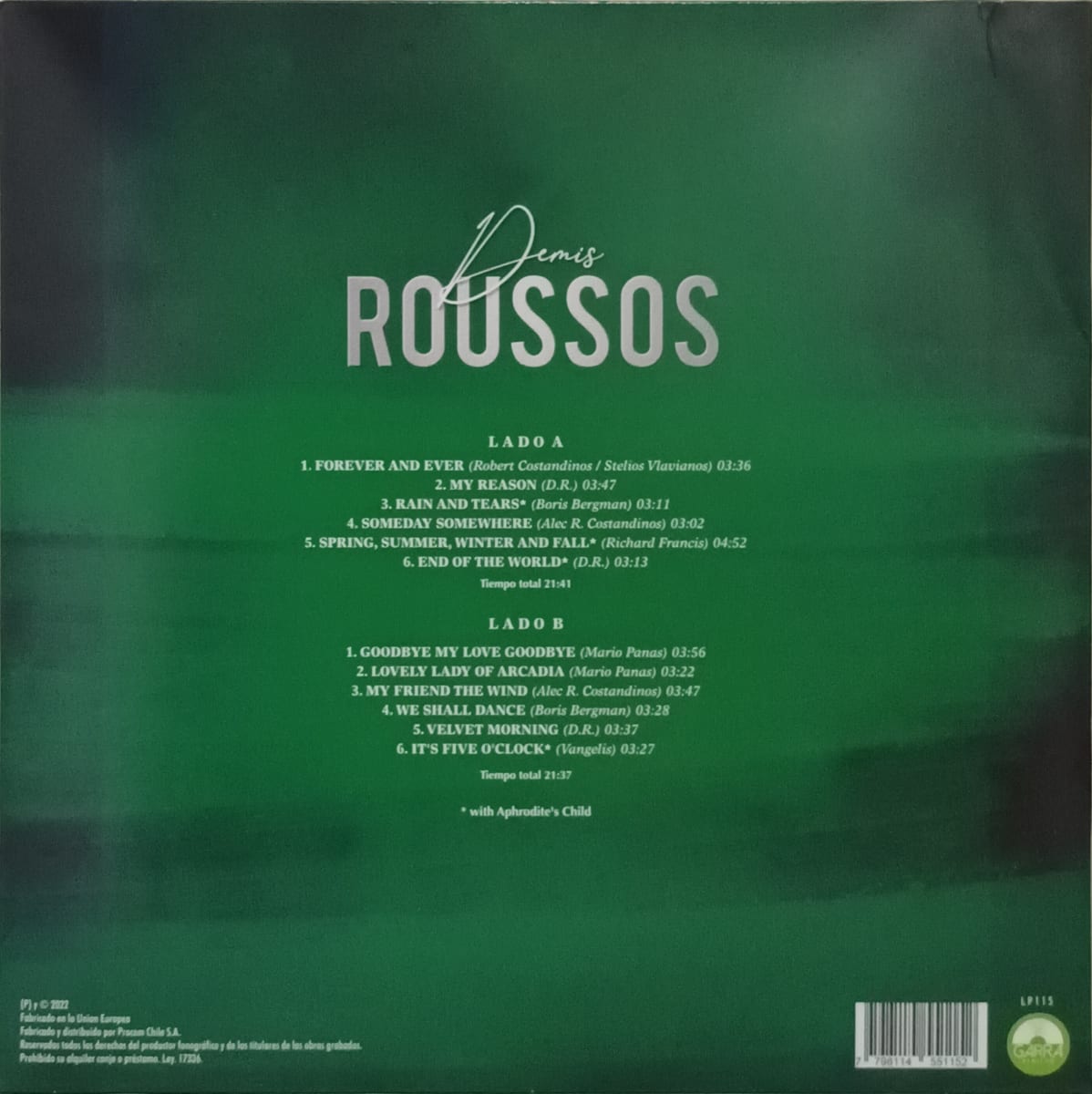 VINILO DEMIS ROUSSOS/ GRANDES CANCIONES 1LP2