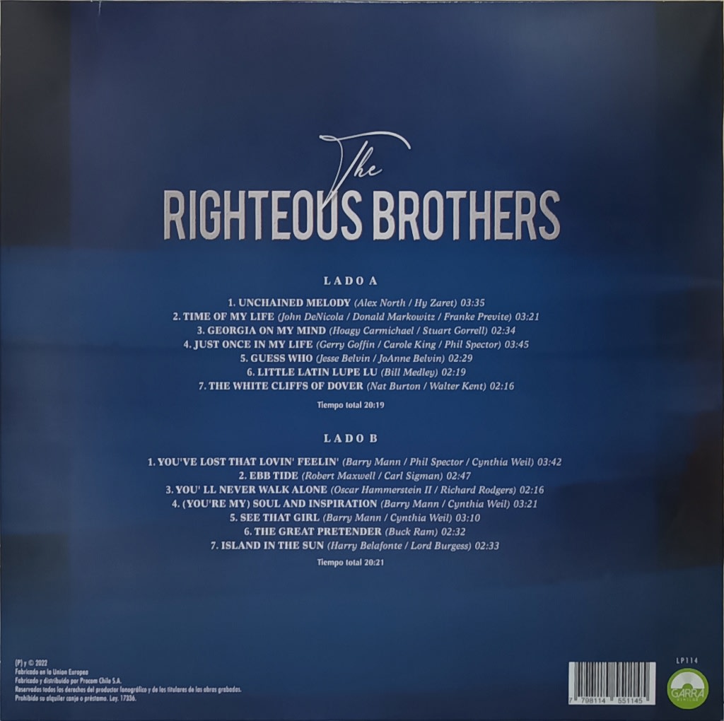 VINILO THE RIGHTEOUS BROTHERS/ GRANDES CANCIONES 1LP2