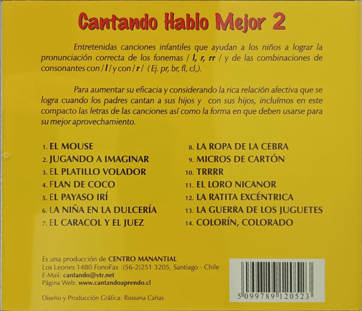 CD CANTANDO APRENDO A HABLAR/ CANTANDO HABLO MEJOR VOLUMEN 2 1CD2