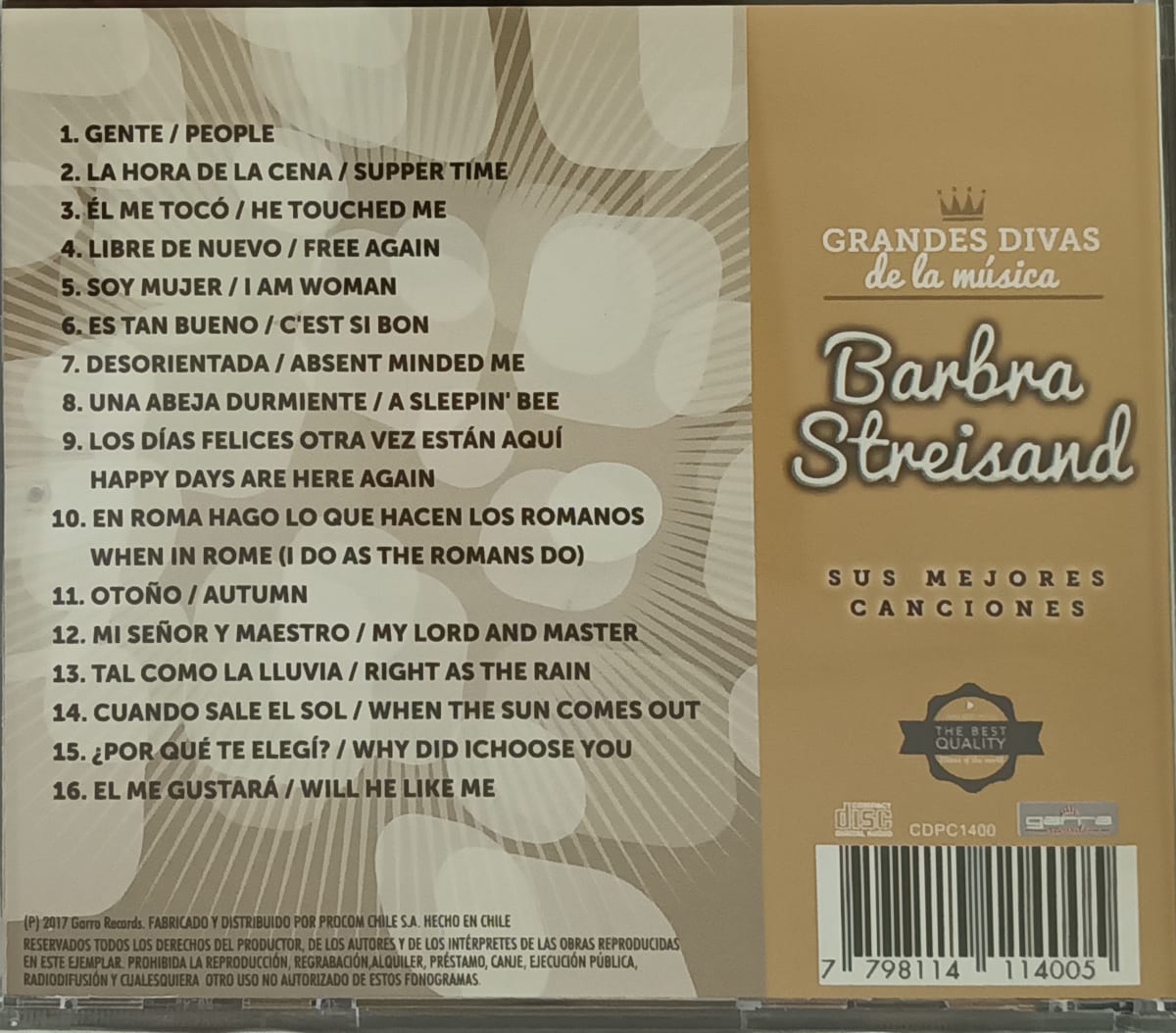 CD BARBRA STREISAND/ GRANDES DIVAS DE LA MÚSICA 1CD2