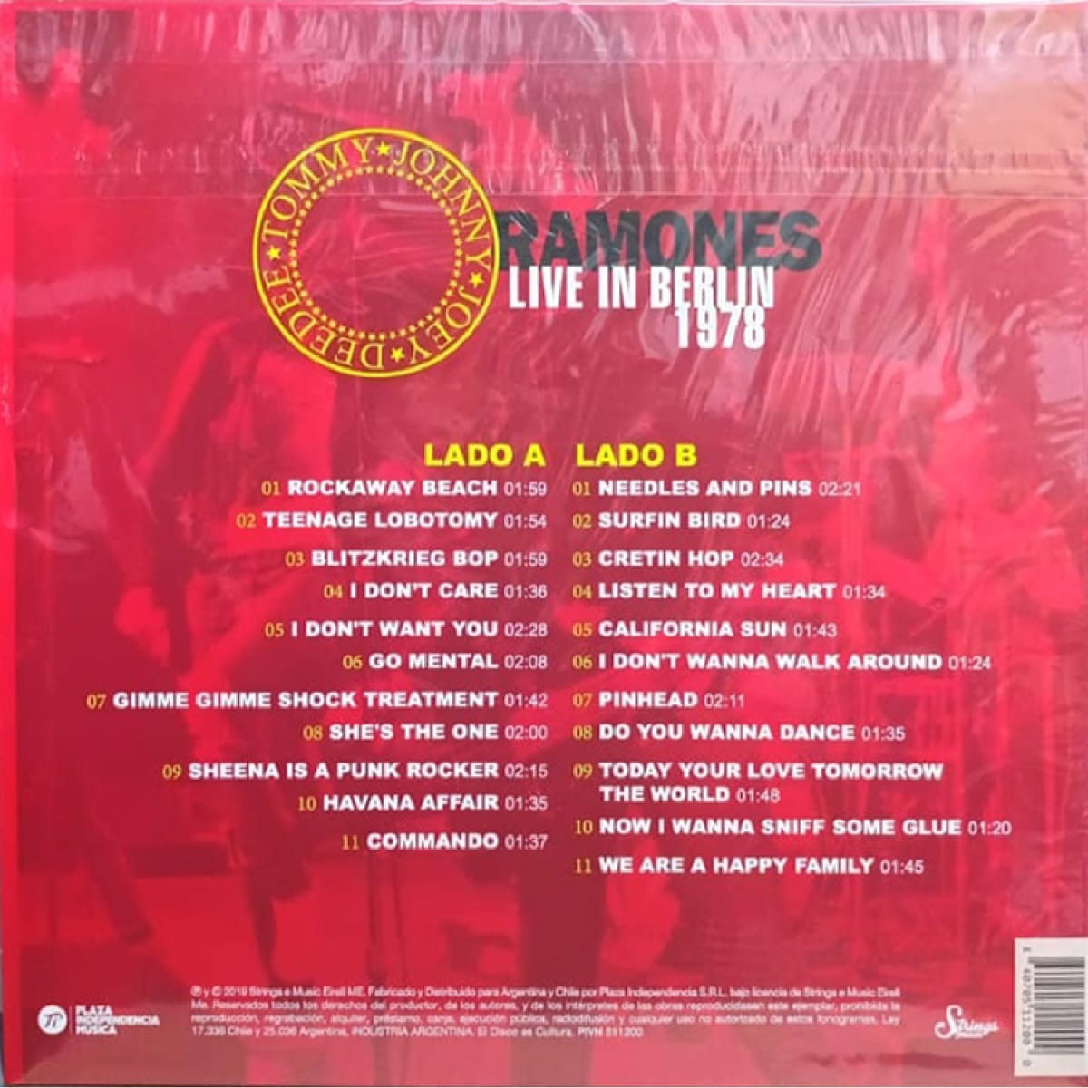 VINILO RAMONES/ LIVE IN BERLIN 1978  1LP1